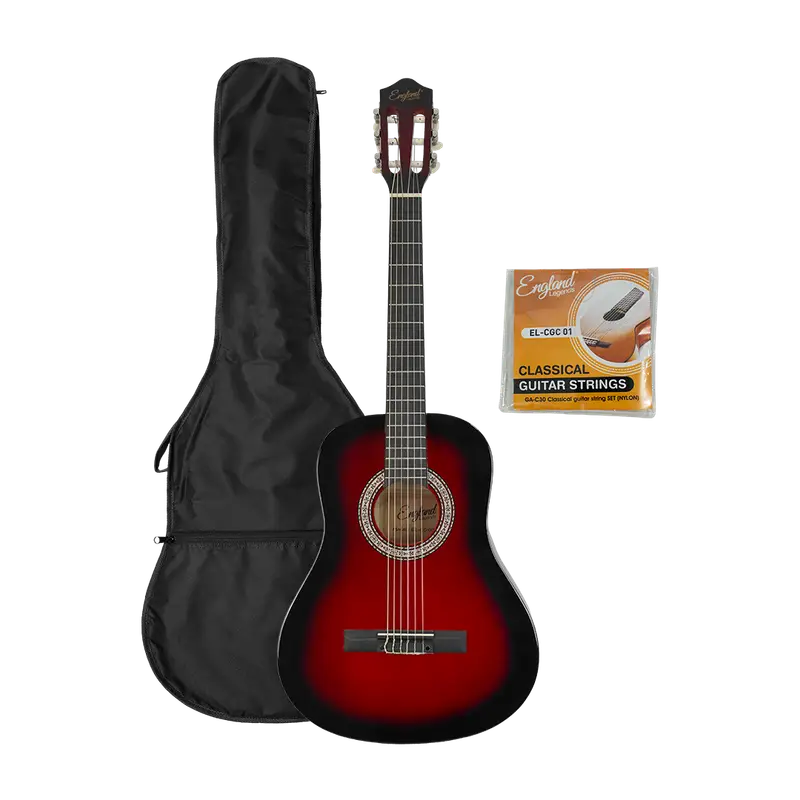 Guitarra clásica England Legends EL-GC 02 RJ roja con bolso y cuerdas